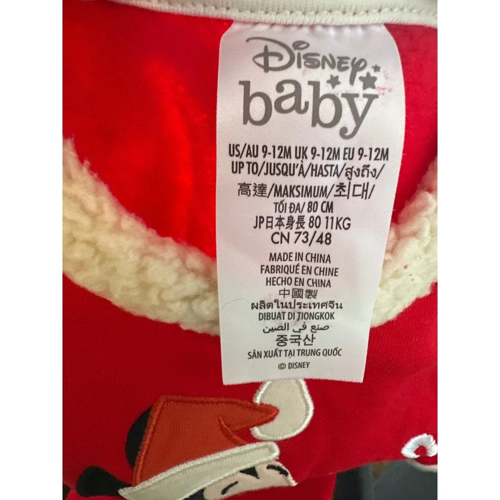 Disney Baby Mickey Mouse Christmas Pajamas Set‎ Red Santa Outfit 9 12 Months